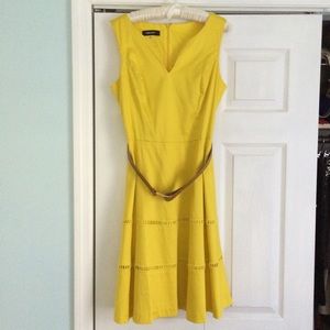 Yellow cotton belted dress